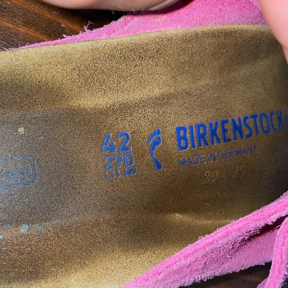 Birkenstocks Arizona Pink Suede Soft Foot Bed Fuchsia Tulip Sz 42 Women’s 11 US - Picture 12 of 16